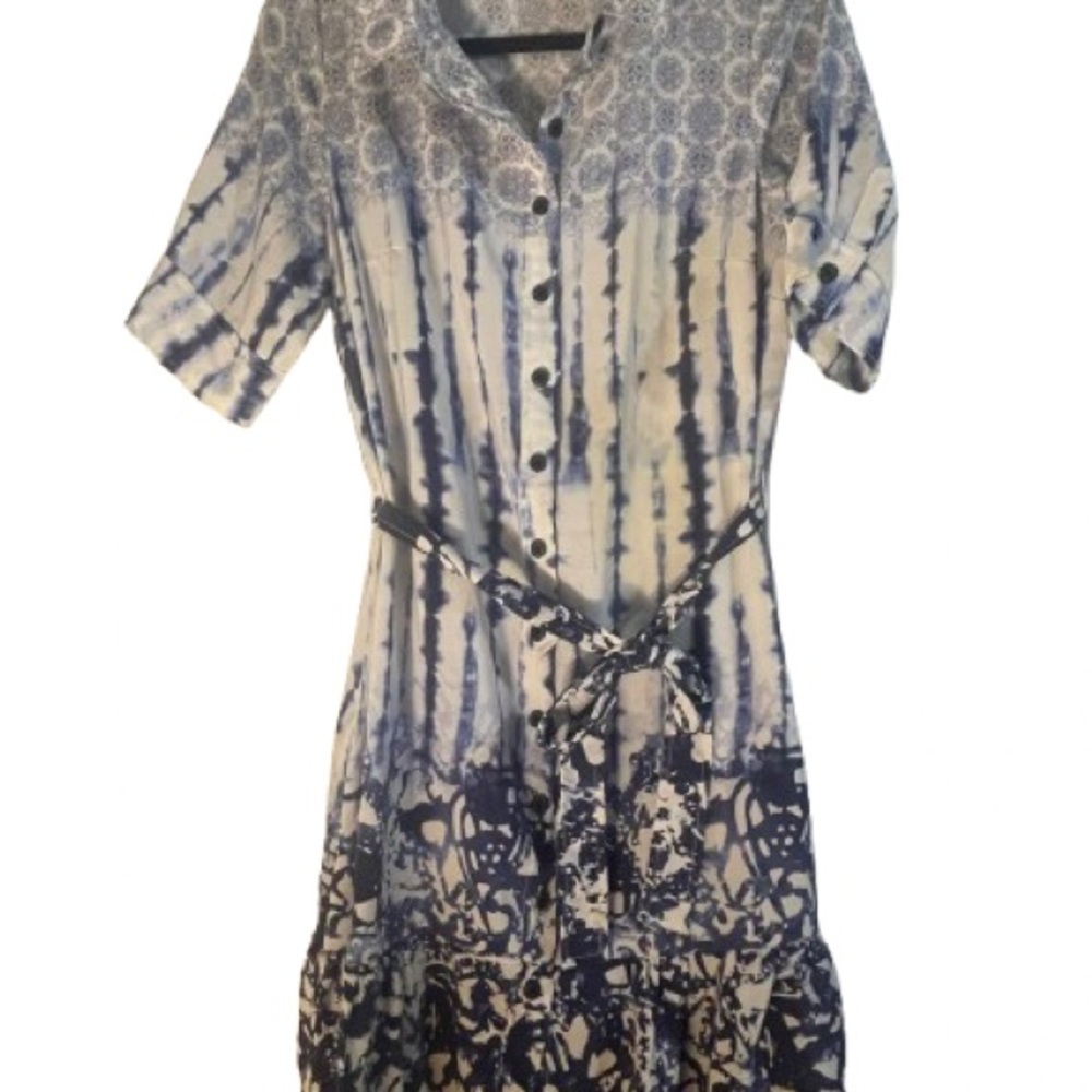 Peter Som Blue and White Patterned Dress